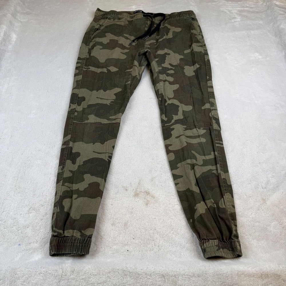 BKLYN Athletics Mens Camo Joggers Green Camouflage Drawstring Pants Size Large‎